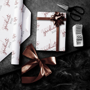 Graduate Blush Script   Classy Pink Brush on White Wrapping Paper