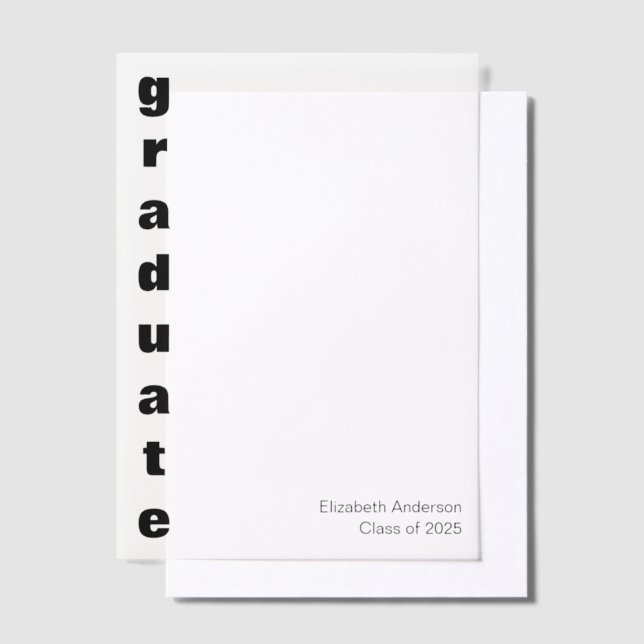 Graduate Bold Grad Name Class of 2025 Graduation Vellum Invitations (Offset)