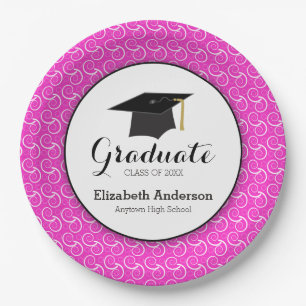 Graduate Bright Pink Graduation Party Paper Plate