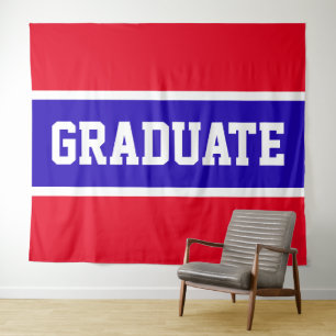 GRADUATE Bright Red White Royal Blue Stripes Tapestry