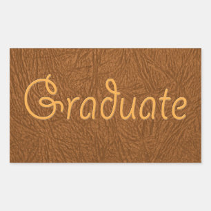 Graduate Brown Cowhide Leather Texture Look Rectangular Sticker