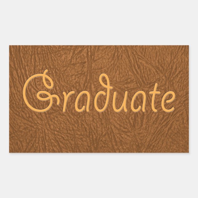 Graduate Brown Cowhide Leather Texture Look Rectangular Sticker (Front)