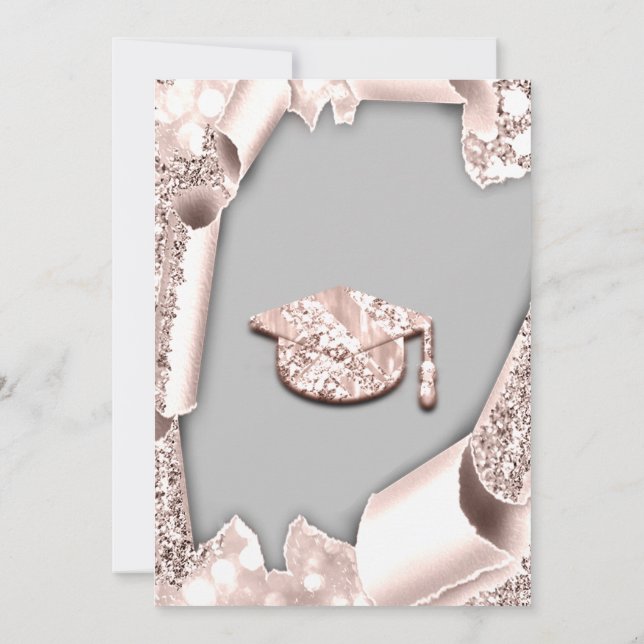 Graduate CAP Bachelorette Party Blush Rose Grey Invitation (Back)