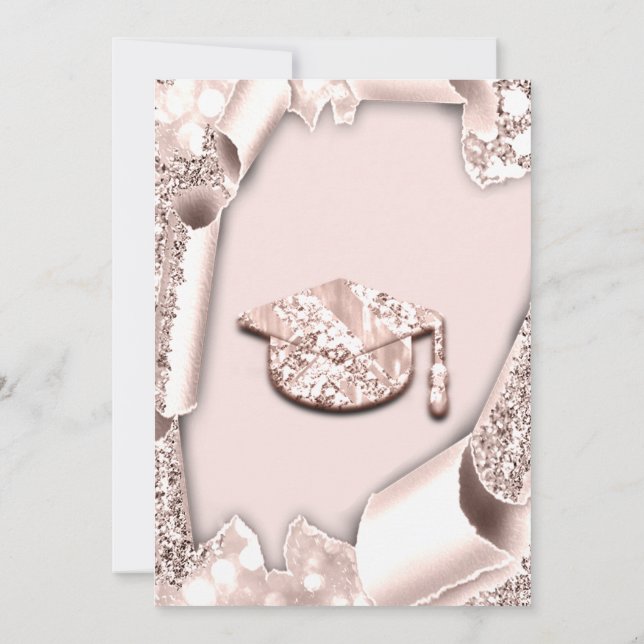 Graduate CAP Bachelorette  Party  Rose Pink 3D Invitation (Back)