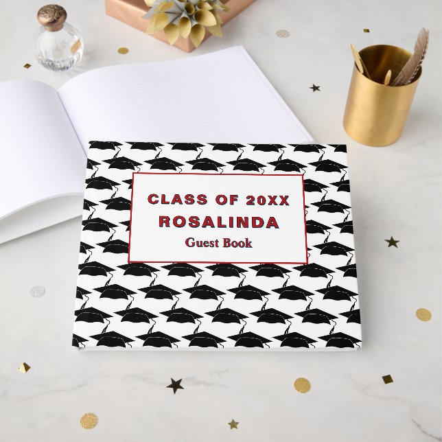 Graduate Cap Graduation Senior Class Custom Guest Book (Front Open)