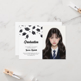 Graduate Cap Modern Typography Graduation Party  Invitation