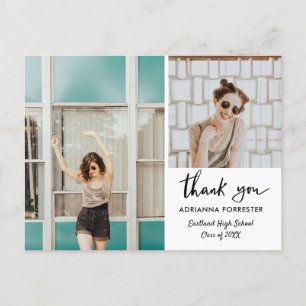 Graduate Casual Thank You Modern Script Postcard