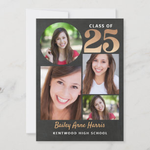 Graduate Circle Gold Chalk Class of 2025 Printable Invitation