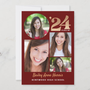 Graduate Circle Maroon Class of 2024 Printable Invitation