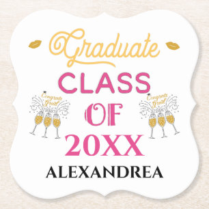 Graduate Class Congrats Grad Personalise Paper Coaster