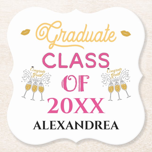 Graduate Class Congrats Grad Personalise Paper Coaster (Front)