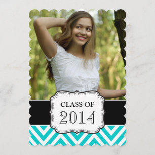 GRADUATE CLASS OF 2014 AQUA TEAL CHEVRON INVITATION