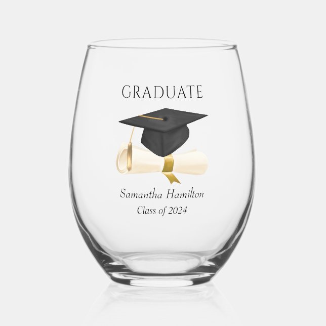 Graduate Class of 2024 Personalised Stemless Wine Glass (Front)