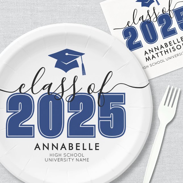 Graduate Class Of 2025 Blue Graduation Party Paper Plate (Graduate Class Of 2025 Blue Graduation Party Paper Plates )