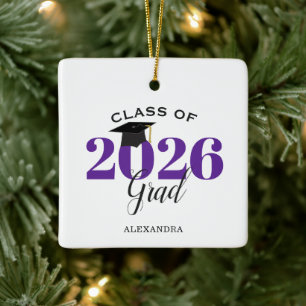 Graduate Class of 2025 Modern Purple Ceramic Ornament
