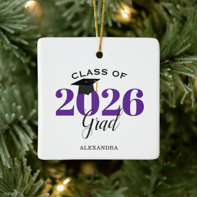 Graduate Class of 2026 Modern Purple Ceramic Ornament (Tree)