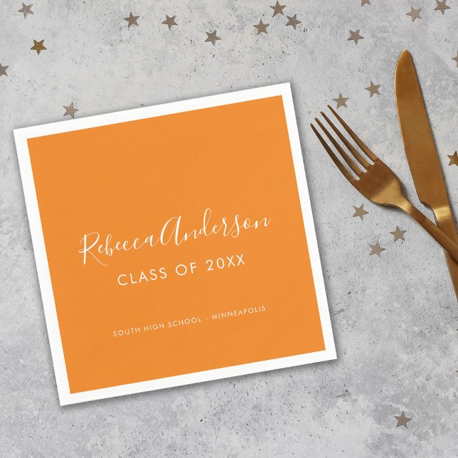 Graduate Class of 2026 Orange Calligraphy Napkin (Creator Uploaded)