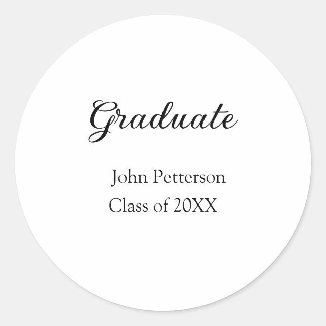 Graduate class of 20XX simple minimal graduation m Classic Round Sticker (Front)