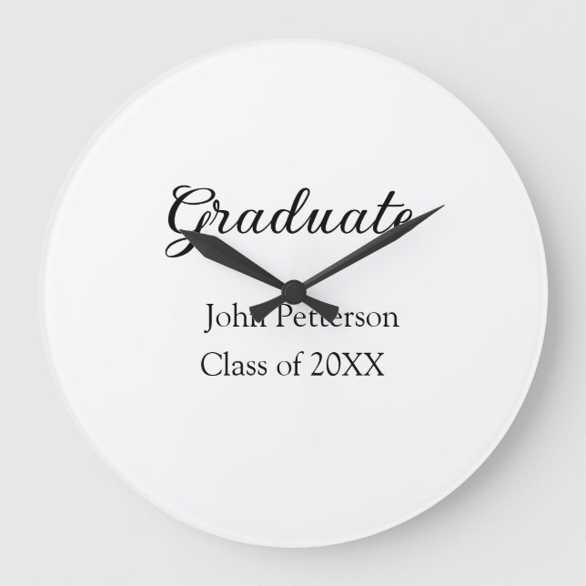 Graduate class of 20XX simple minimal graduation m Large Clock (Front)
