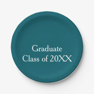 Graduate class of 20XX turquoise congrats yearname Paper Plate