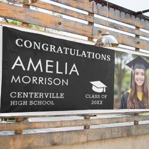 Graduate Class Of Graduation Photo Black White Banner