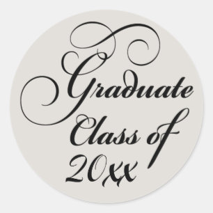 Graduate Class of Greige Elegant Classy Classic Round Sticker