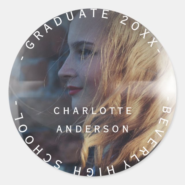 Graduate Class Of Name Custom Photo Bubble Classic Round Sticker (Front)