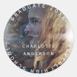 Graduate Class Of Name Custom Photo Dandelion Classic Round Sticker