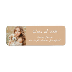 Graduate Class Photo Return Address Label Beige