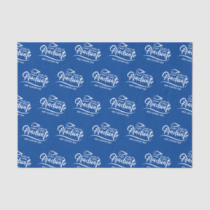 Graduate Class Year Blue White Custom Graduation Tissue Paper