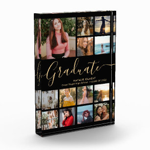 Graduate Collage Graduation Black Gold Photo Block