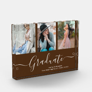 Graduate Collage Graduation Brown Photo Block