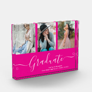 Graduate Collage Graduation Hot Pink Photo Block