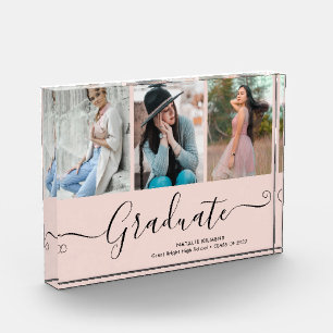 Graduate Collage Graduation Pink Black Photo Block