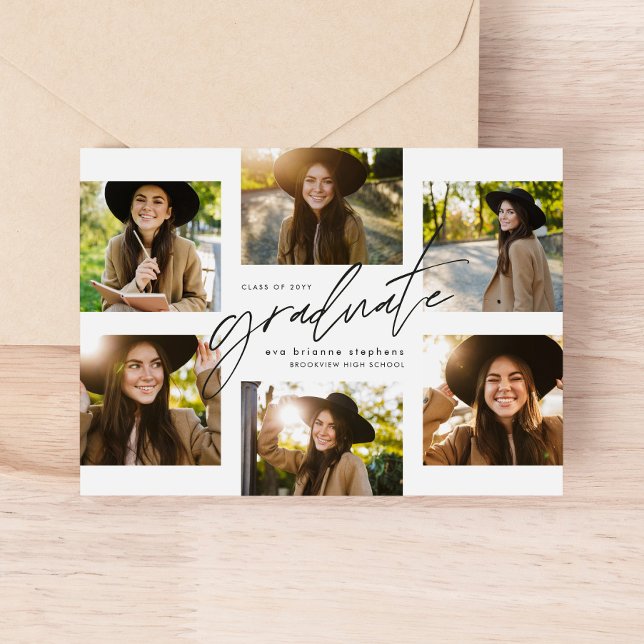 Graduate collage six photo modern graduation announcement (Creator Uploaded)