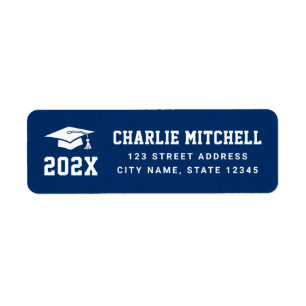 Graduate college font dark blue return address