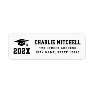 Graduate college font white black return address
