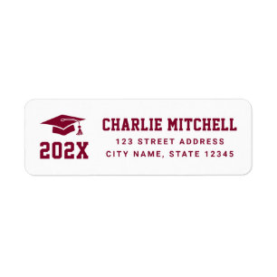 Graduate college font white burgundy return