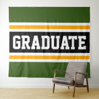 GRADUATE Collegiate Green Black Orange Stripes