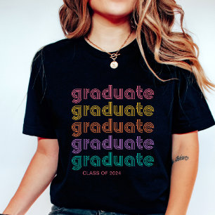Graduate   Colorful Bright Disco Style Text T-Shirt