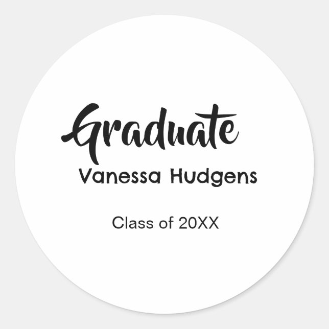 Graduate congratulations name date year class univ classic round sticker (Front)