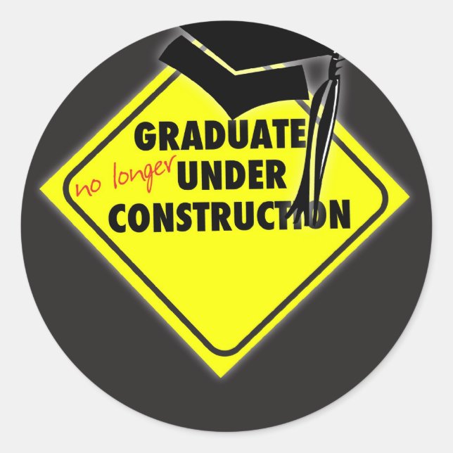 Graduate Construction Hat Classic Round Sticker (Front)