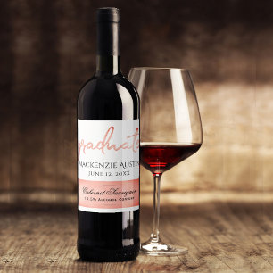 Graduate Coral Script   Hand-Lettering with Year Wine Label