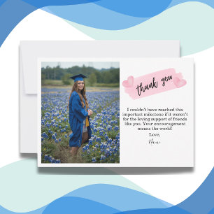 Graduate Custom Photo Modern Script Message Thank You Card