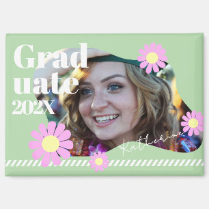 Graduate Daisy Photo Green Magnet