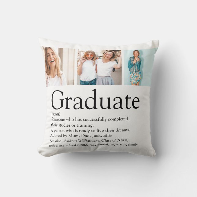 Graduate Definition 3 Photo Collage Modern Fun Cushion (Front)