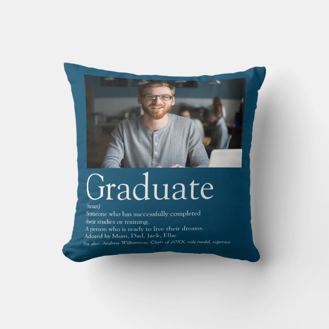 Graduate Definition Class of 2021 Blue Photo Cushion (Front)