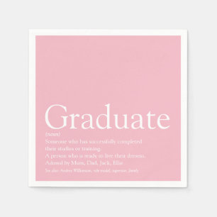 Graduate Definition Girly Pink Modern Napkin