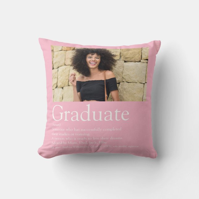 Graduate Definition Girly Pink Photo Cushion (Front)