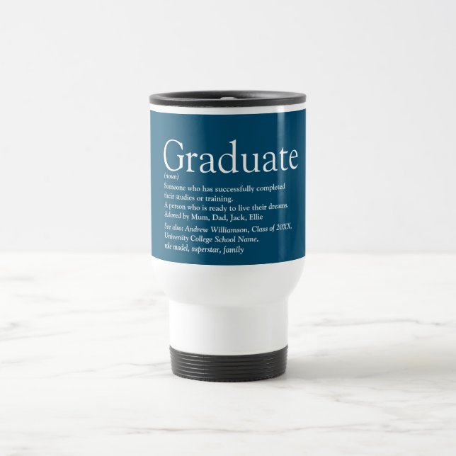 Graduate Definition Modern Blue Travel Mug (Center)